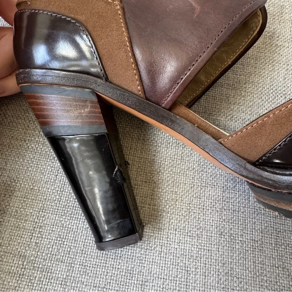 Marni Oxford Lace Up Block Heel Brown Leather 38